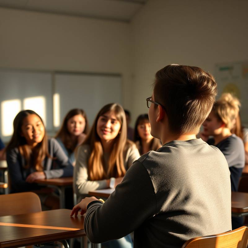 Estudiantes practicando actuación en clase