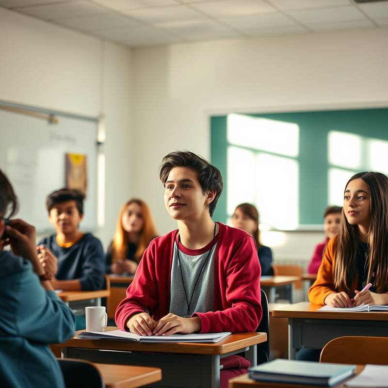 Estudiantes practicando actuación en clase